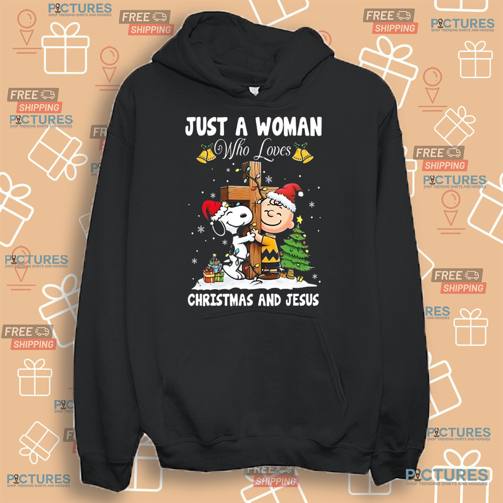 Snoopy And Charlie Brown Just A Woman Who Loves Christmas And Jesus 2024 Shirt