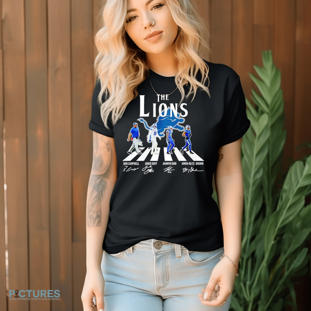 The Detroit Lions Players Abbey Road Dan Campbell Jared Goff Jahmyr Gibb Amon-ra St Brown Signatures Shirt