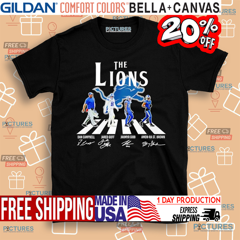 The Detroit Lions Players Abbey Road Dan Campbell Jared Goff Jahmyr Gibb Amon-ra St Brown Signatures Shirt