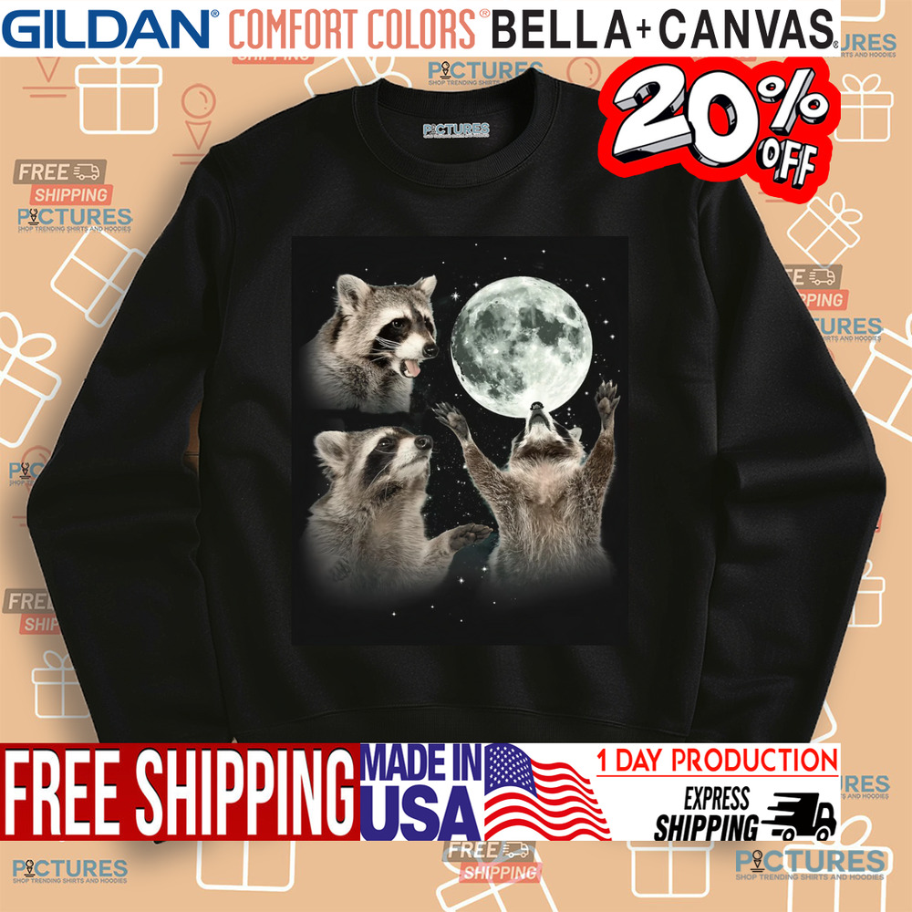 Three Raccoons Moon Vintage Shirt