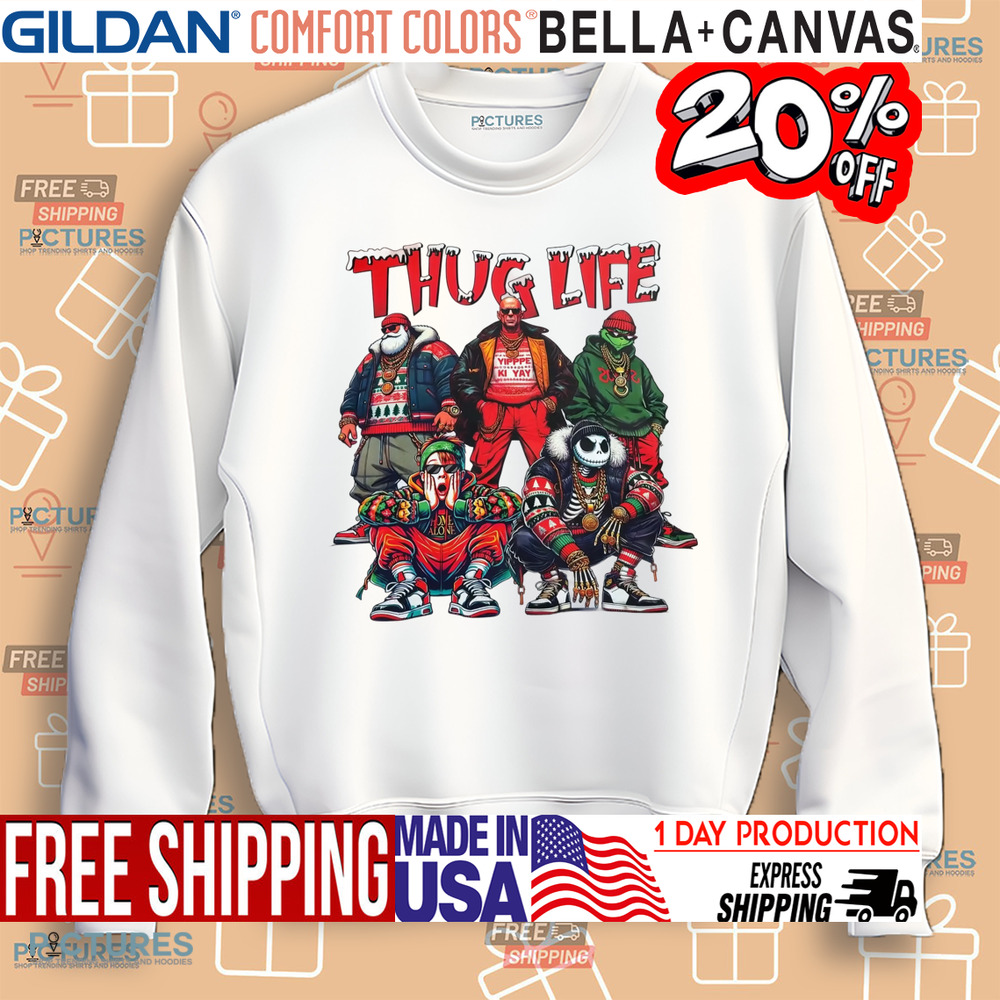 Thug Life Christmas Characters Santa Grinch Kevin McCallister Christmas Shirt