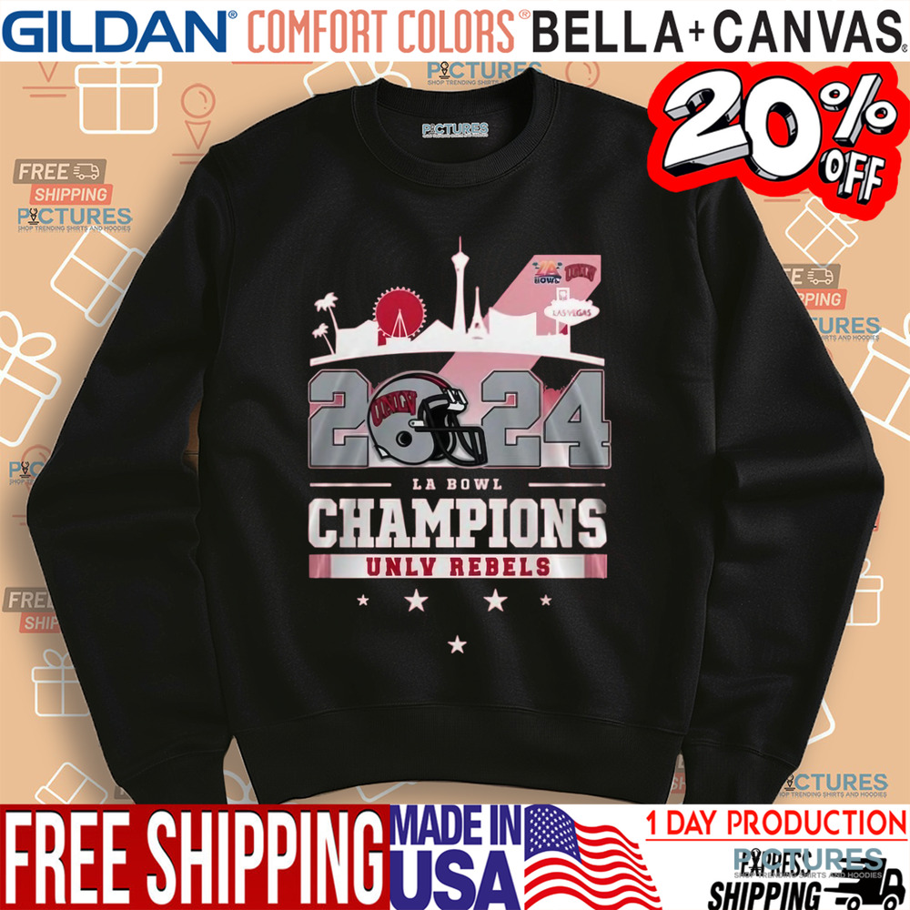 2024 LA Bowl Champions UNLV Rebels Skyline Helmet Shirt