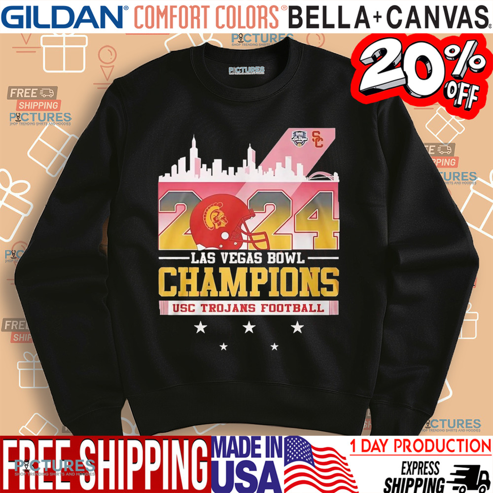2024 Las Vegas Bowl Champions USC Trojans Football City Skyline Shirt