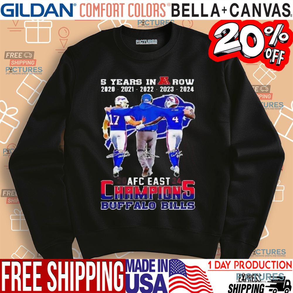 5 Years In A Row 2020 2024 Afc Eastern Champions Buffalo Bills Football Signatures Shirt