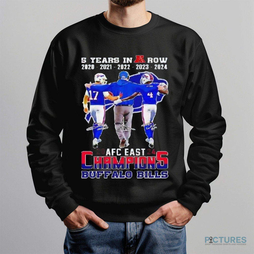 5 Years In A Row 2020 2024 Afc Eastern Champions Buffalo Bills Football Signatures Shirt
