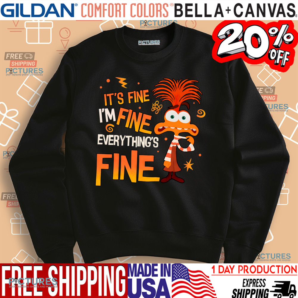 Anxiety Inside Out It's Fine I'm Fine Everything's Fine Vintage Shirt