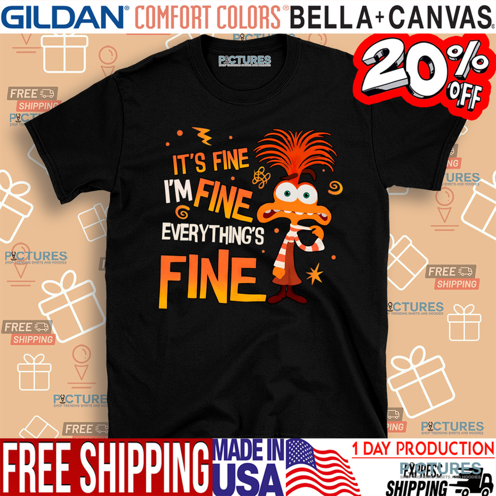 Anxiety Inside Out It's Fine I'm Fine Everything's Fine Vintage Shirt