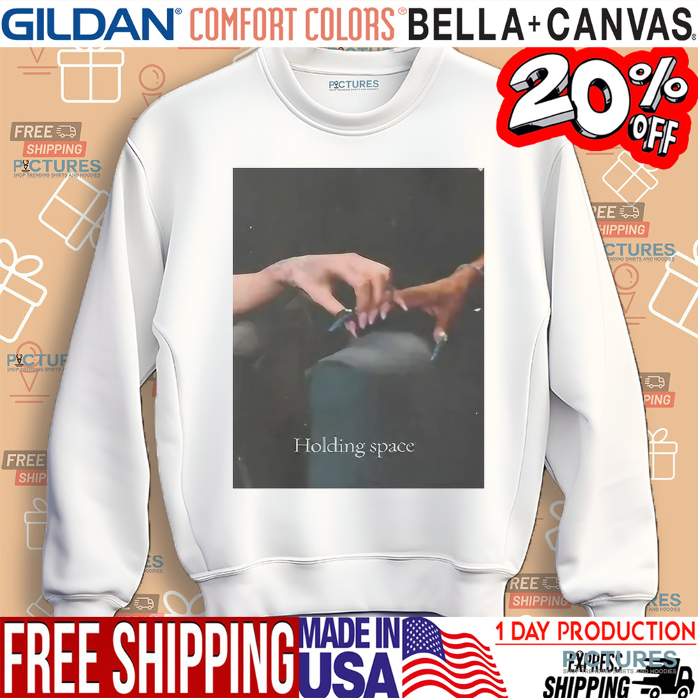 Ariana Holding Cynthia Finger Holding Space Wicked Shirt