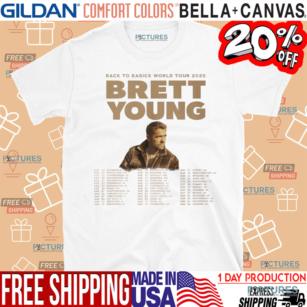 Brett Young Back to Basics World Tour 2025 Shirt Brett Young Back to Basics World Tour 2025 Shirt