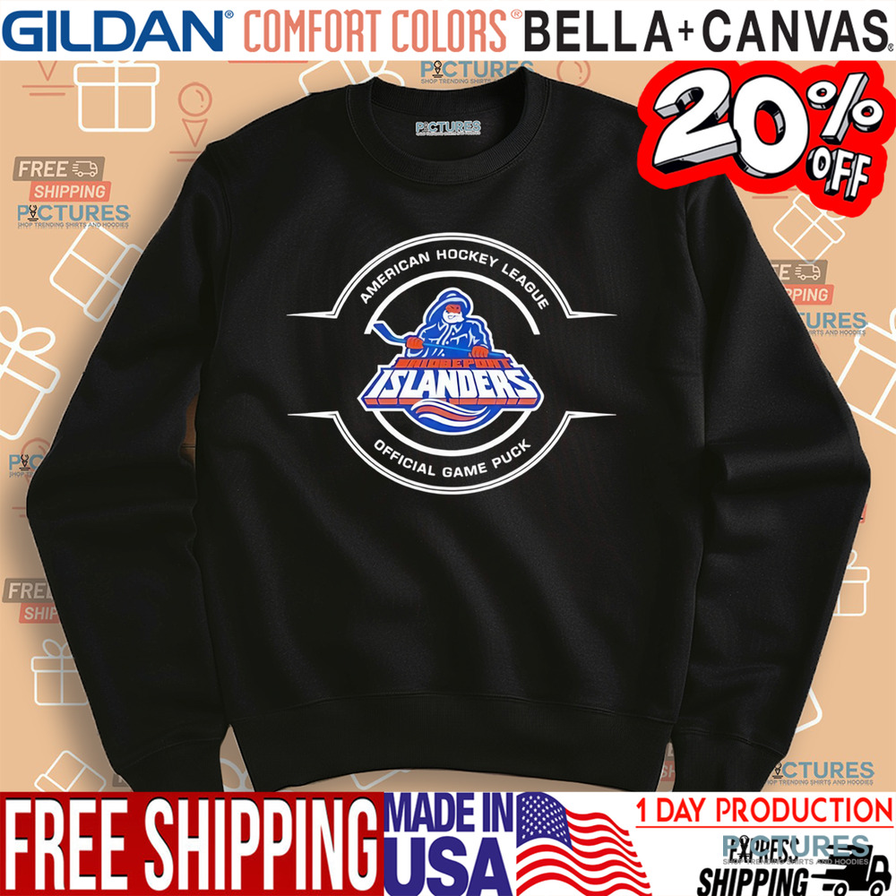Bridgeport Islanders American hockey league center ice game puck shirt