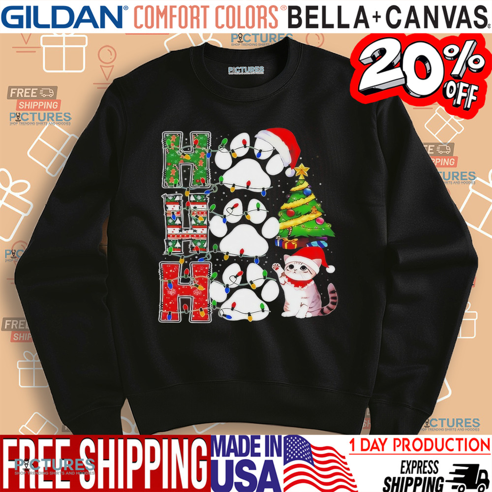 Cat Paws Ho Ho Ho Christmas Shirt