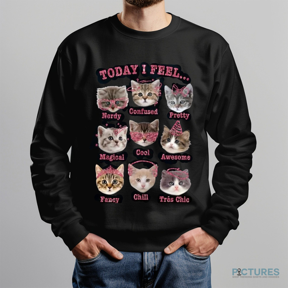 Cat Today I Feel Nerdy Confused Pretty Magical Cool Awesome Fancy Chill Tres Chic Shirt