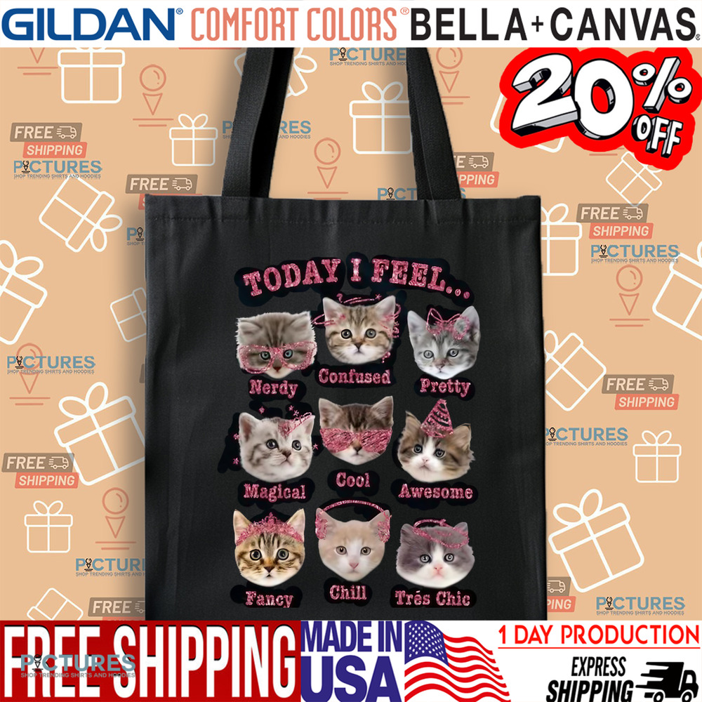 Cat Today I Feel Nerdy Confused Pretty Magical Cool Awesome Fancy Chill Tres Chic Shirt
