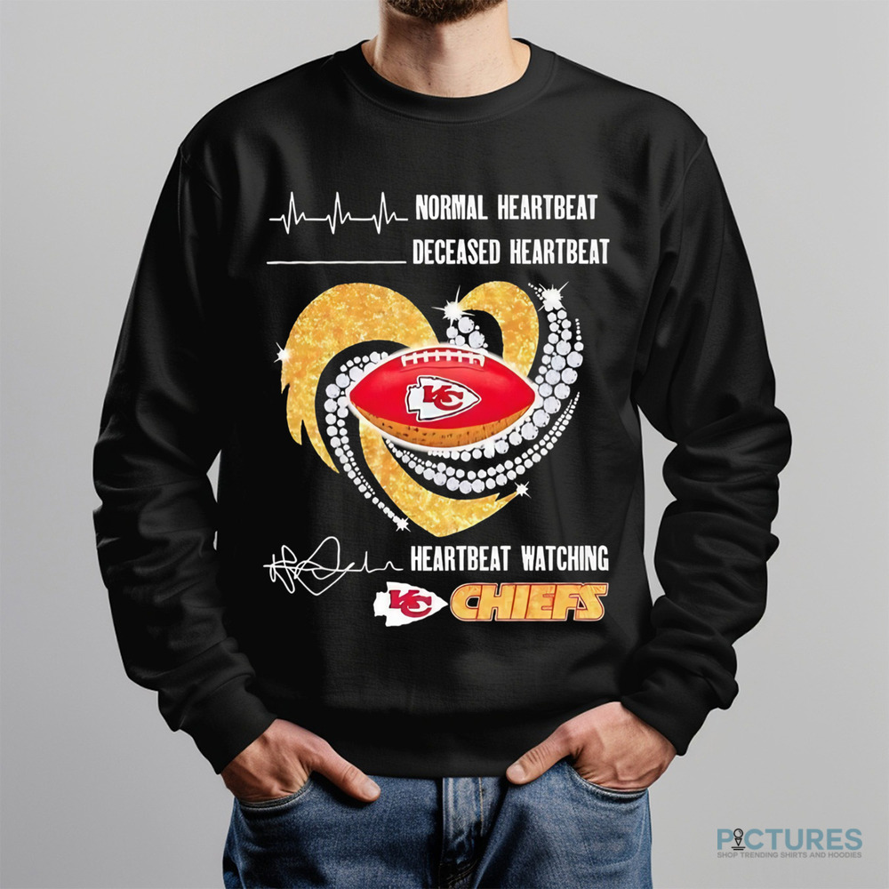 Chiefs Diamond Heart Normal heartbeat deceased heartbeat and heartbeat watching Chiefs shirt