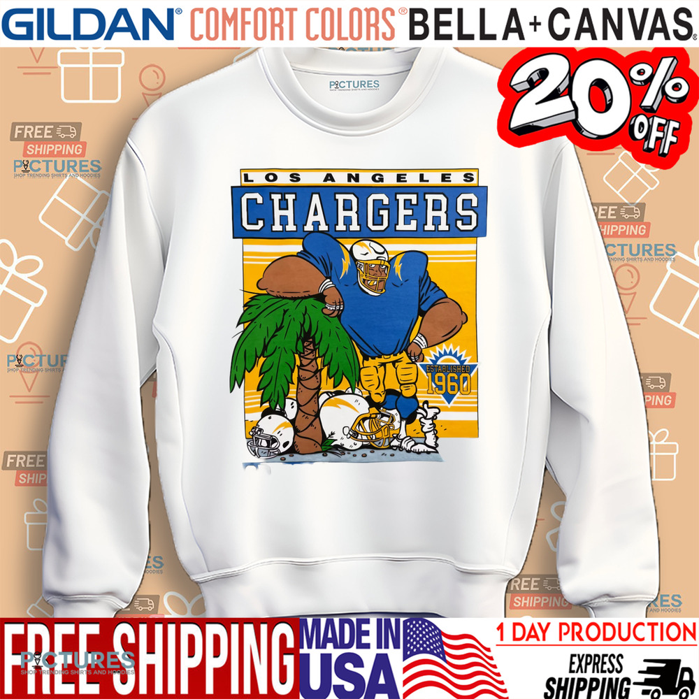 Crenshaw Skate Club Light Blue Los Angeles Chargers Palm tree shirt