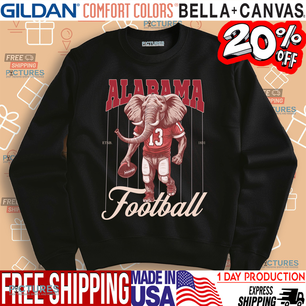 Crimson Red Elephant Alabama Football Mascot Shirt