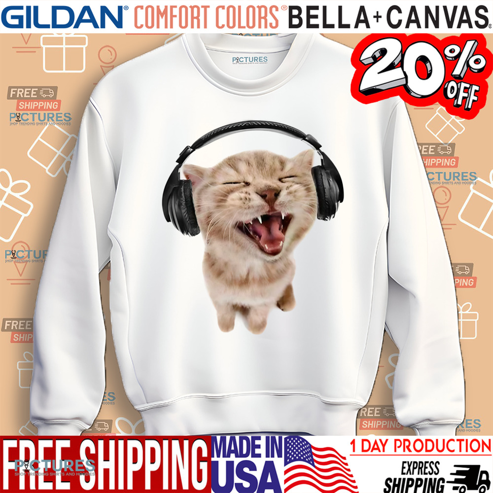 Cute Cat With Headphones Shirt
