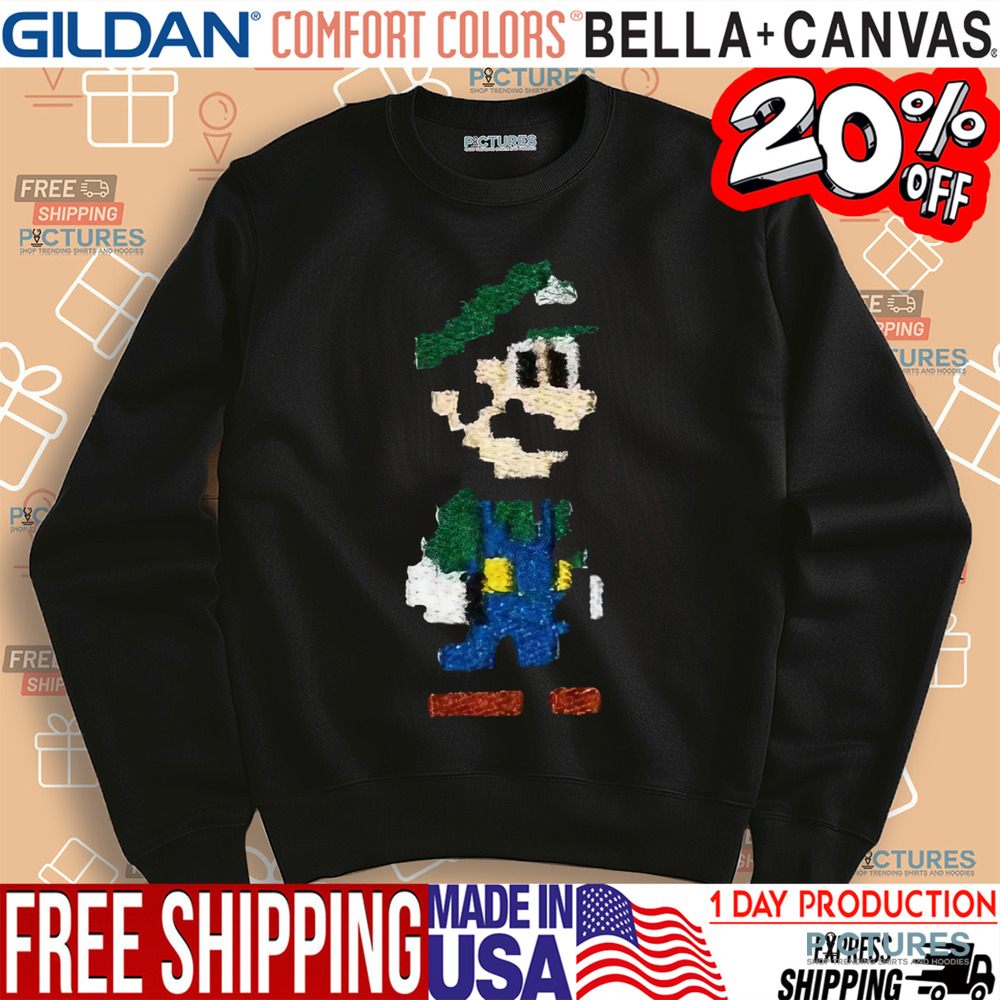 Embroidered Pixel Luigi Free Luigi Shirt