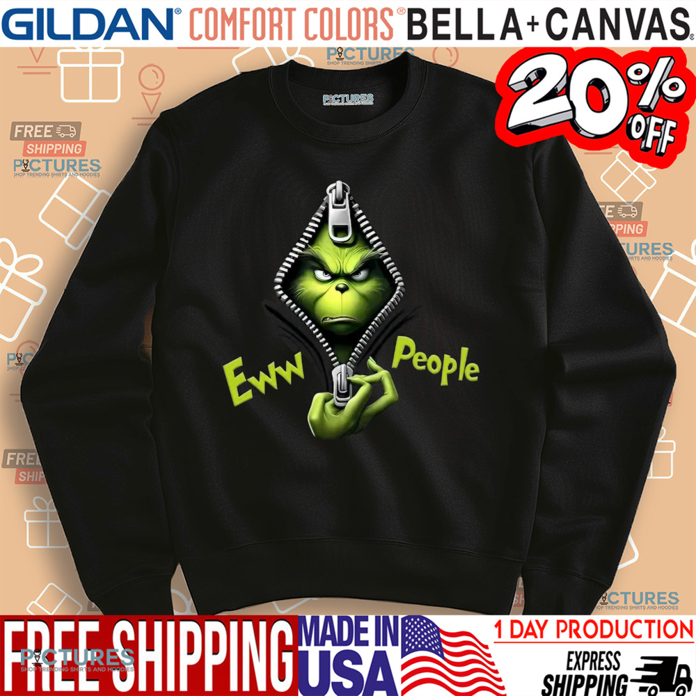 Grinch Ew People Grinch Open Zipper Shirt