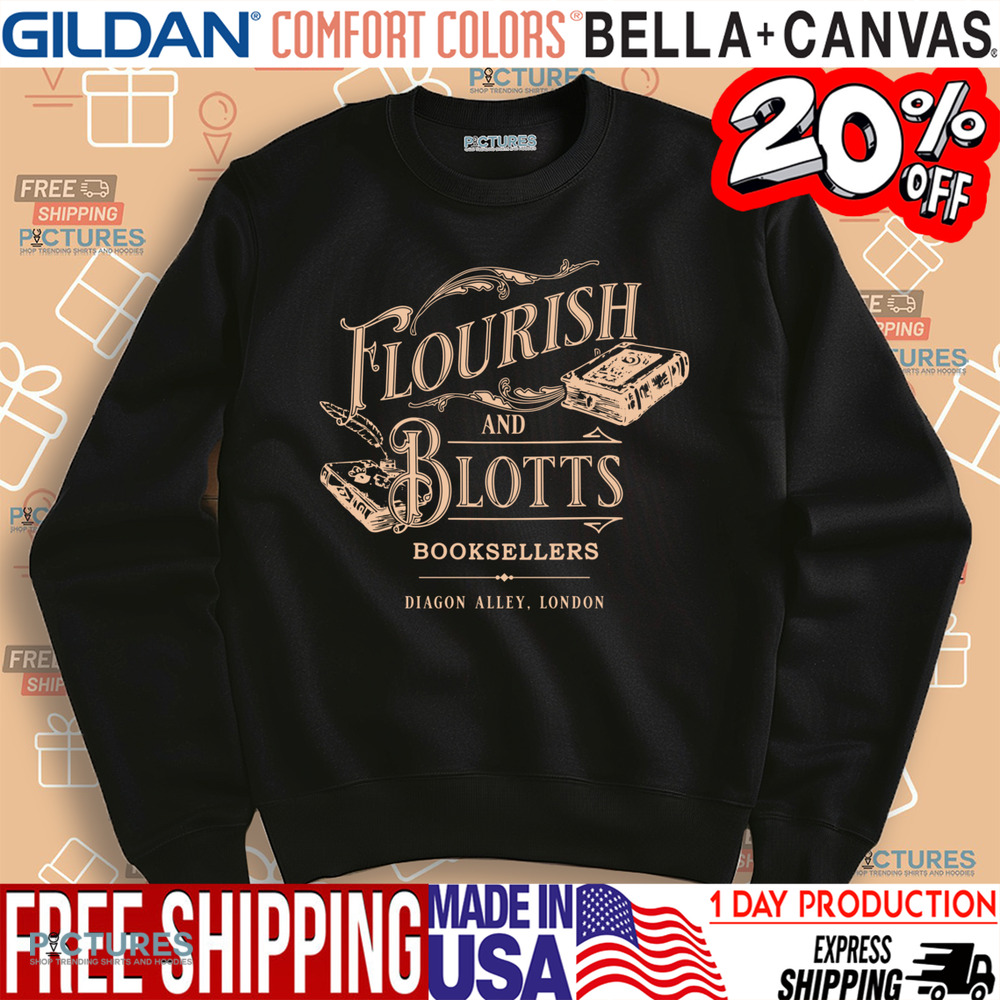 HP Fan Flourish Blotts Potter Shirt, Cotton Unisex T-shirt, Crew Neck, Size S- 4xl, Menswear Top, Womenswear Top Underwear Streetwear