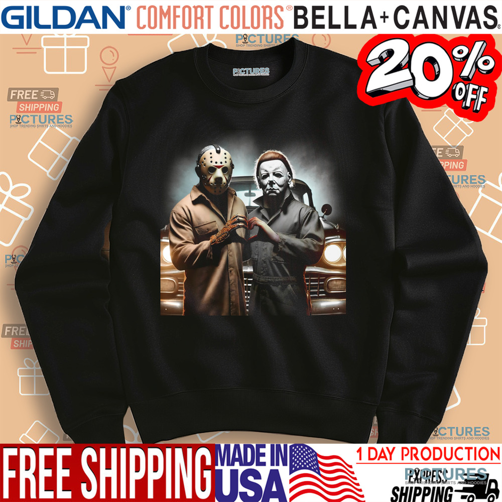 Jason and Michael Heart Hands Michael Myers Horror Movie Shirt