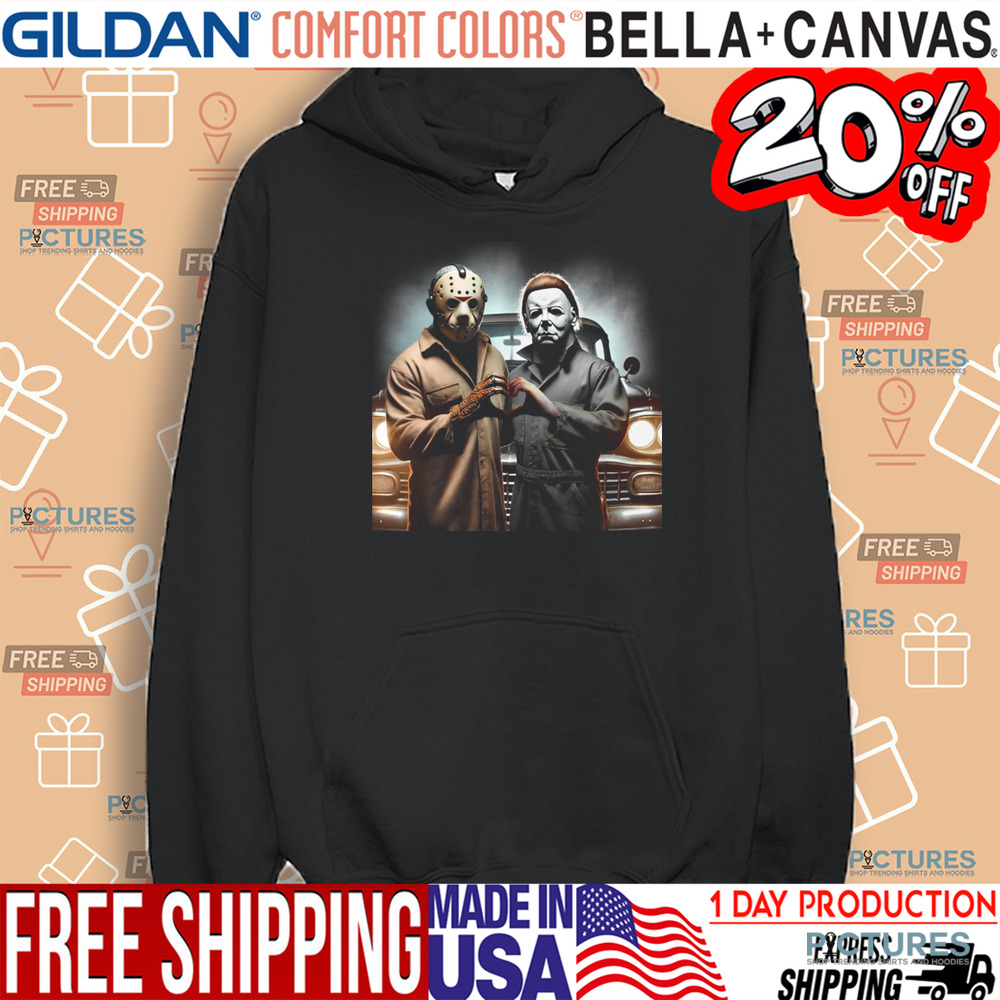 Jason and Michael Heart Hands Michael Myers Horror Movie Shirt