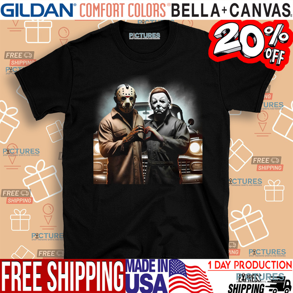 Jason and Michael Heart Hands Michael Myers Horror Movie Shirt