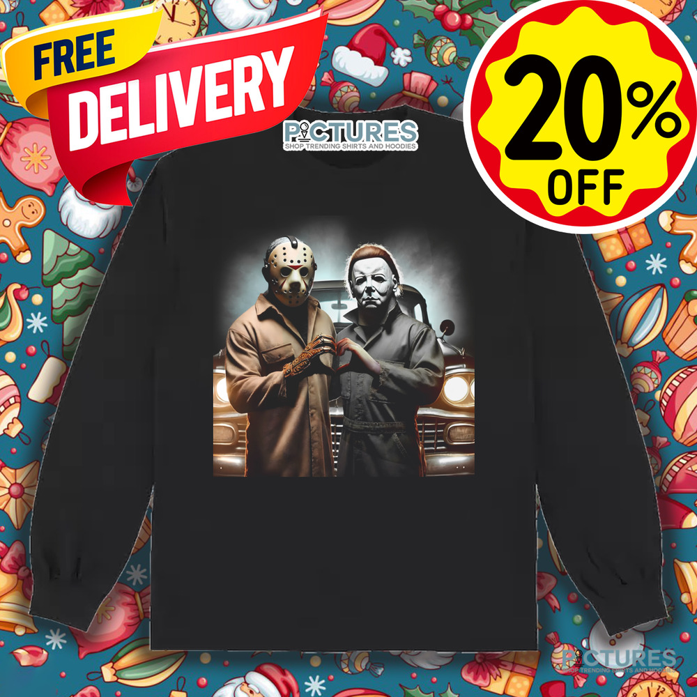 Jason and Michael Heart Hands Michael Myers Horror Movie Shirt