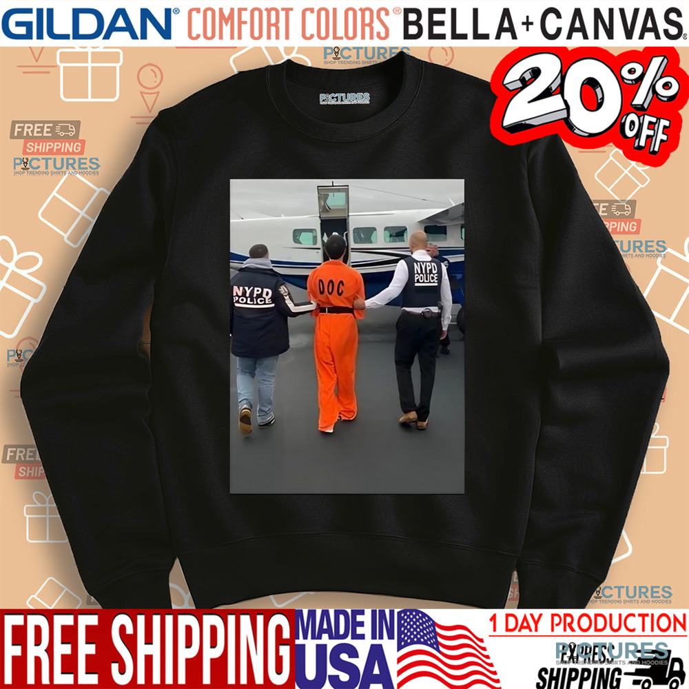 Luigi Mangioni Is Escorted From An Nypd Helicopter In New York City Shirt