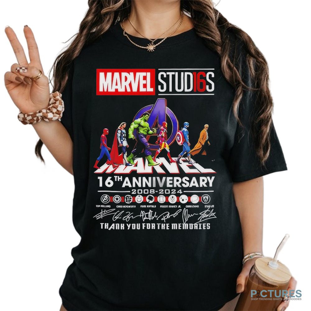 Marvel Studios Abbey Road 16th Anniversary 2008 2024 thank you for the memories signatures shirt