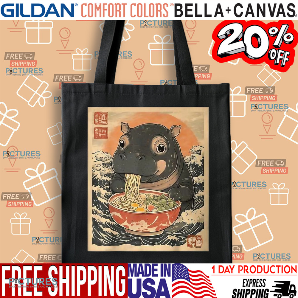 Moo Deng Hippo Eat Ramen For Japanese Style Fan Kawaii Anime Shirt