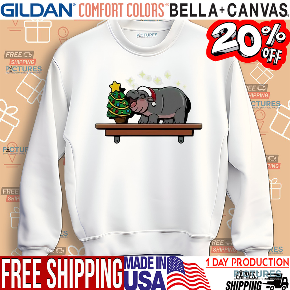 Moo Deng Santa Hat Christmas Tree Shirt