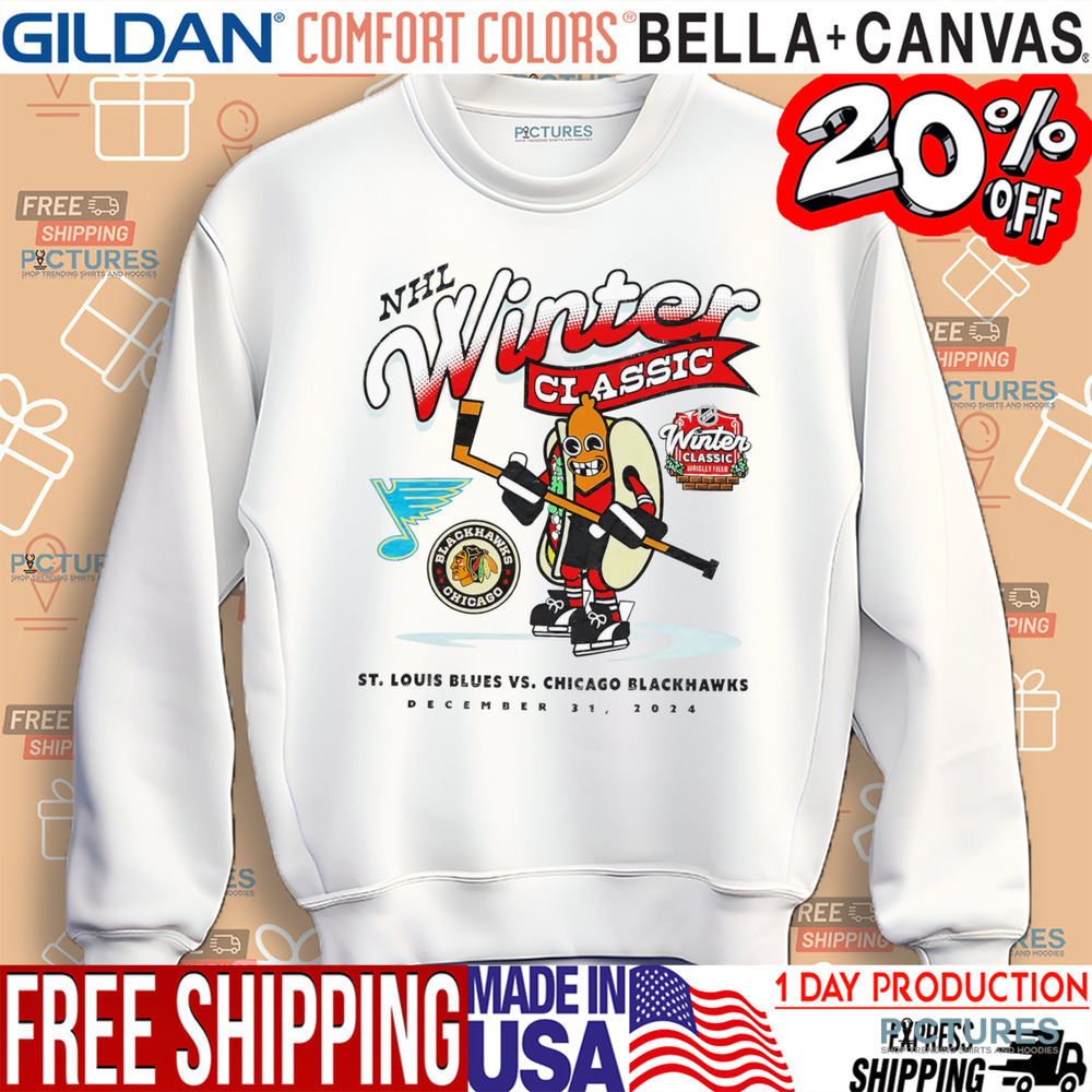 NHL winter classic St Louis Blues vs Chicago Blackhawks hotdog shirt