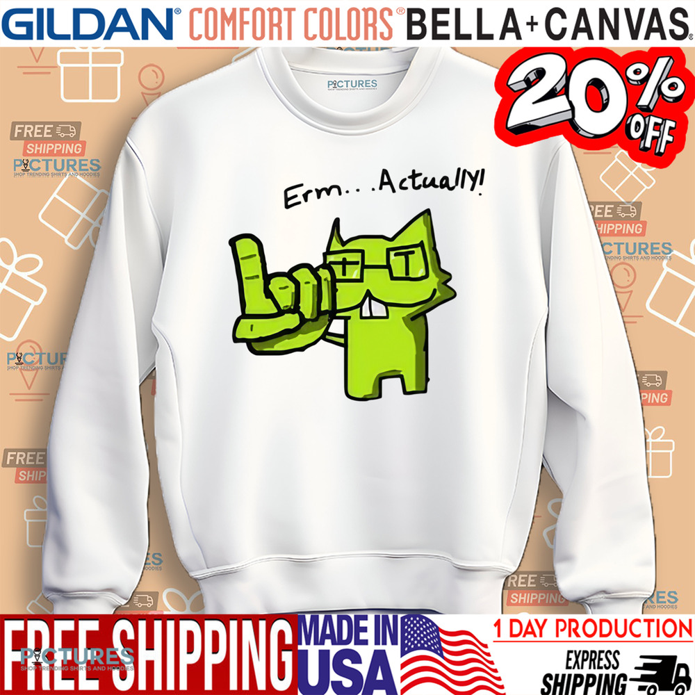 Nerd Pixel Cat Erm Actually Shirt