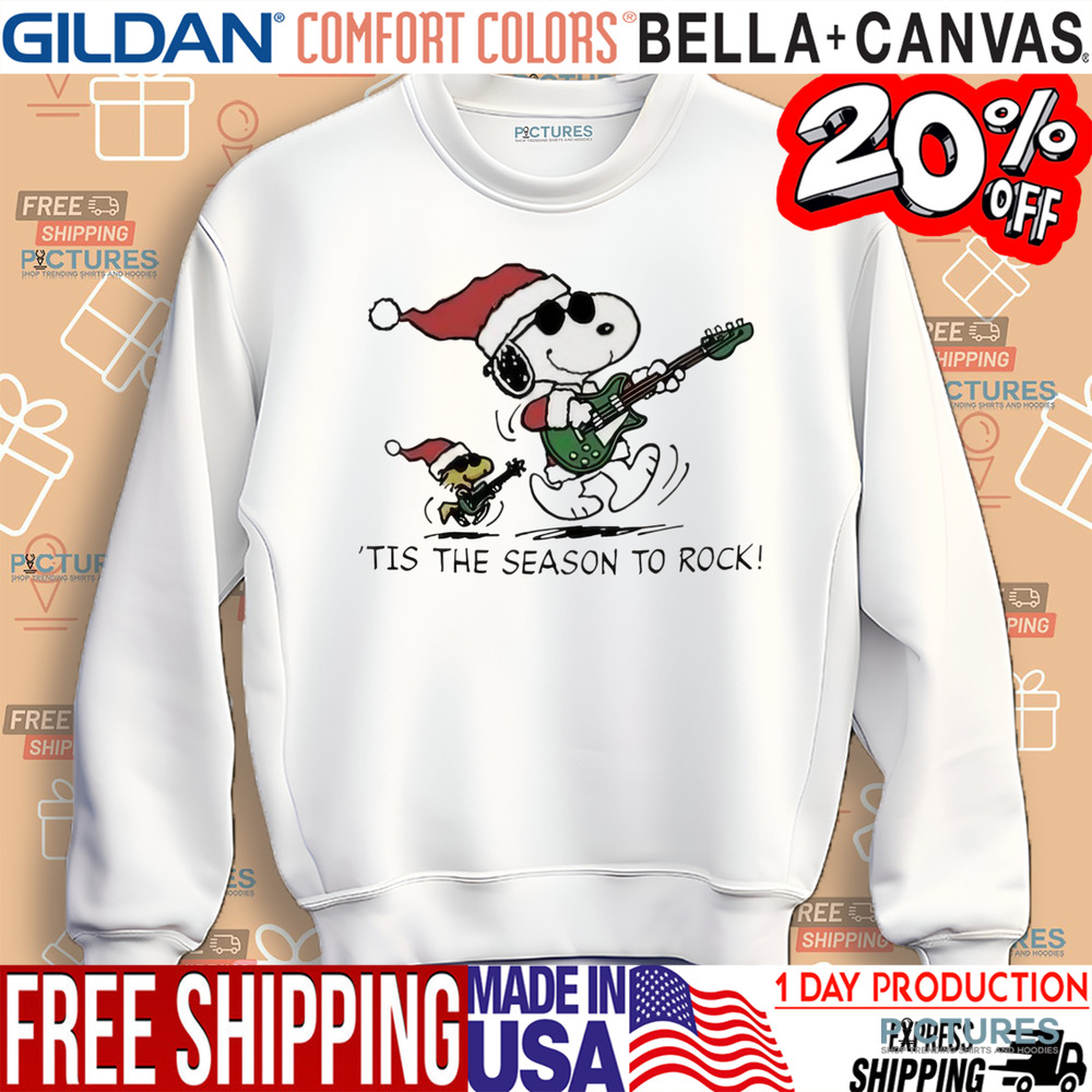 Peanuts Snoopy Tis The Season To Rock Christmas Shirt
