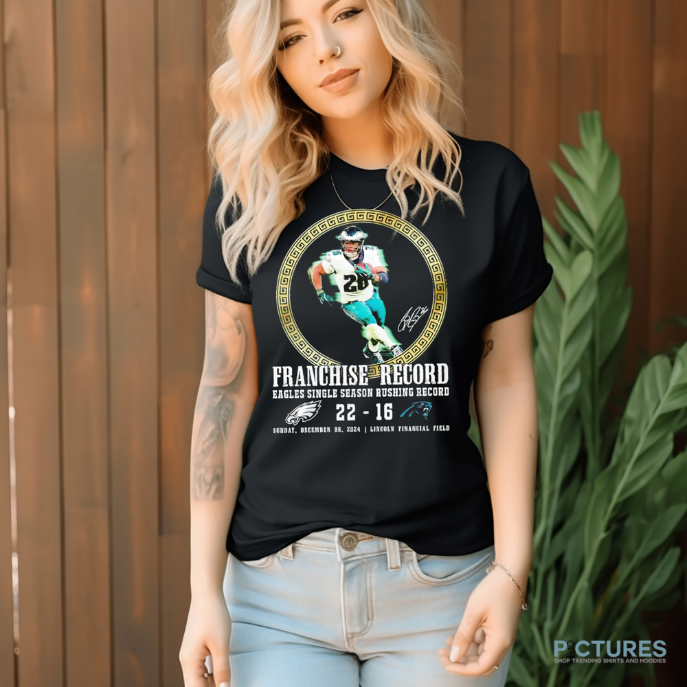 Saquon Barkley franchise record Eagles single season rushing record shirt