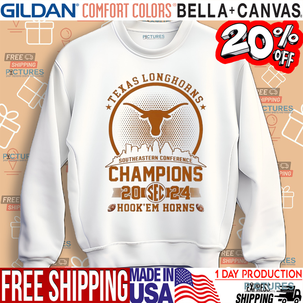 Texas Longhorns Southeastern Conference Champions Sec 2024 Hook'em Horns Shirt