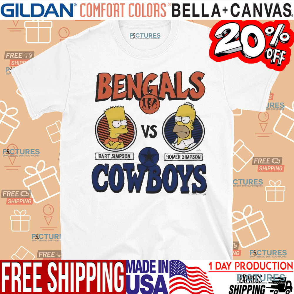 The Simpsons Bart Cincinnati Bengals Vs Homer Dallas Cowboys NFL Shirt The Simpsons Bart Cincinnati Bengals Vs Homer Dallas Cowboys NFL Shirt