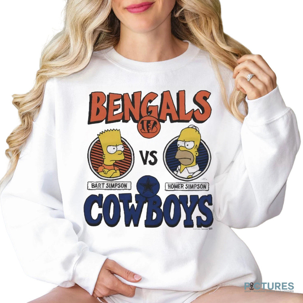 The Simpsons Bart Cincinnati Bengals Vs Homer Dallas Cowboys NFL Shirt The Simpsons Bart Cincinnati Bengals Vs Homer Dallas Cowboys NFL Shirt