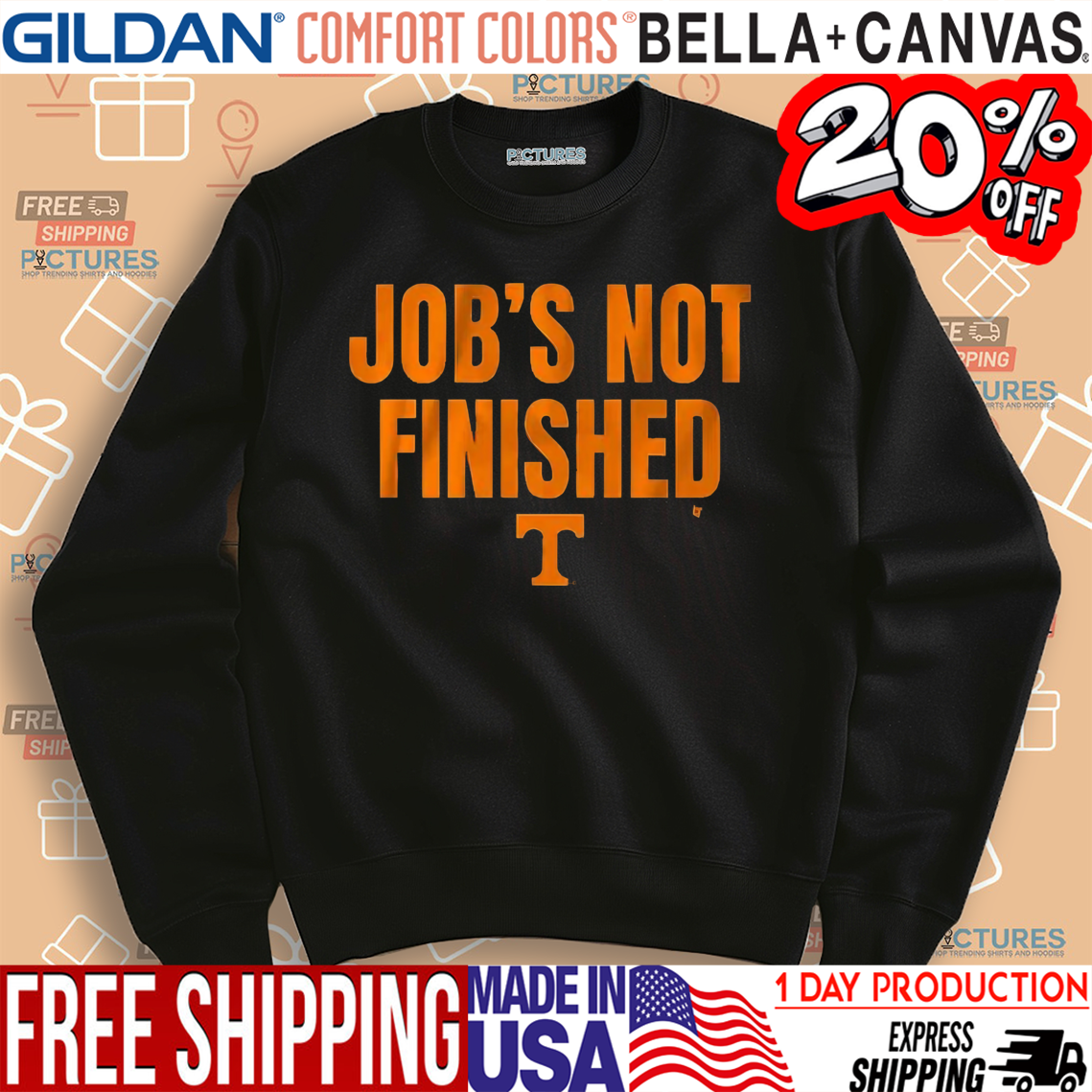 Tennessee Football Job's Not Finished Shirt
