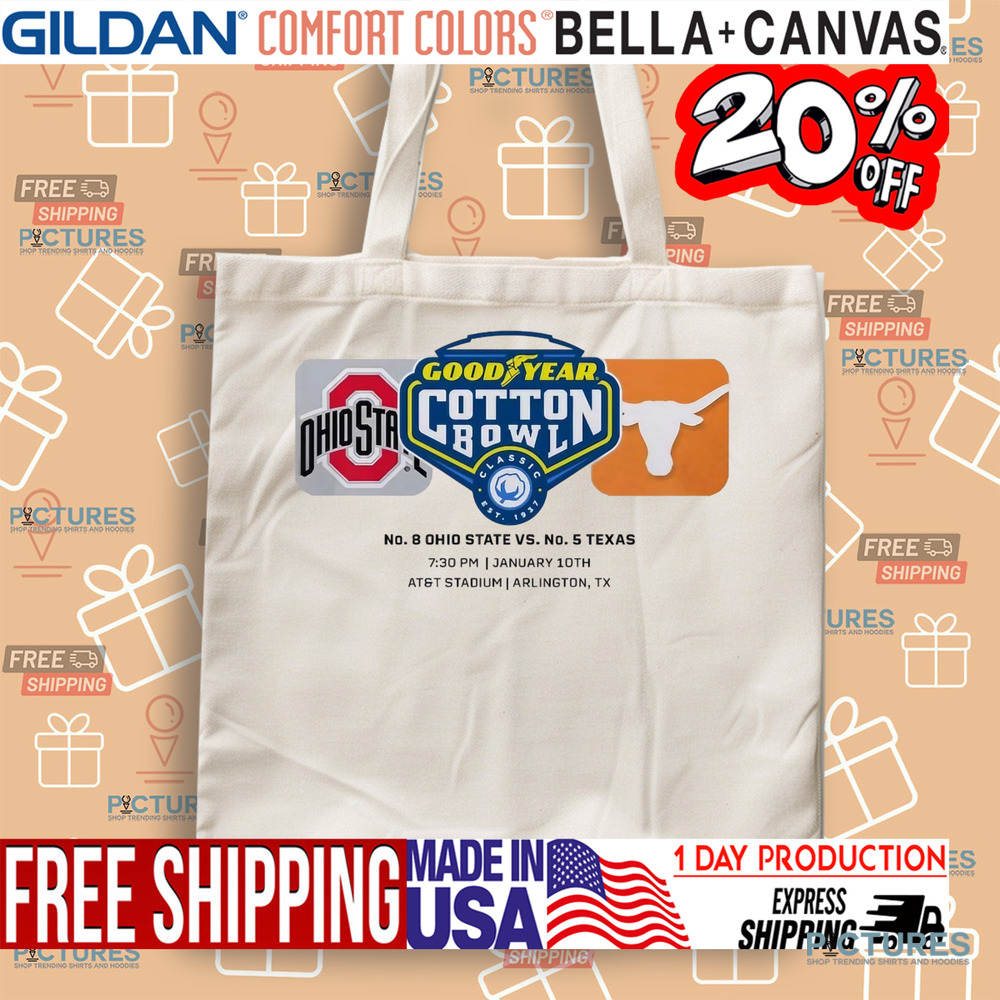 2025 Goodyear Cotton Bowl Ohio State Buckeyes Vs Texas Longhorns Matchup Championship College Football Semifinal Match Logo Shirt