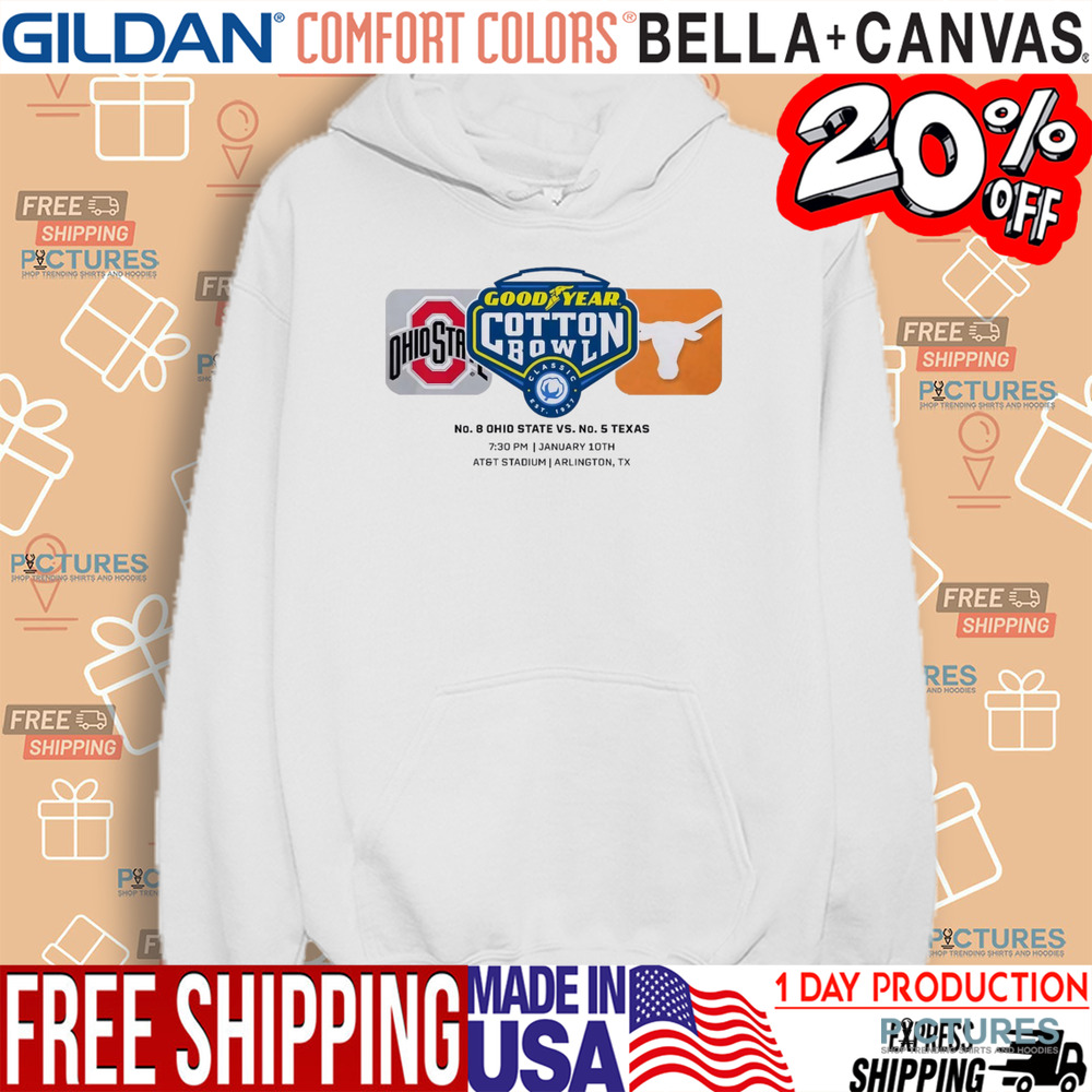 2025 Goodyear Cotton Bowl Ohio State Buckeyes Vs Texas Longhorns Matchup Championship College Football Semifinal Match Logo Shirt