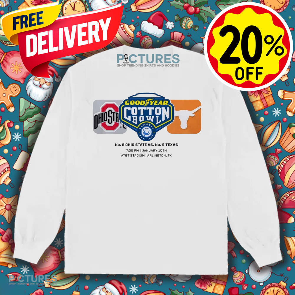 2025 Goodyear Cotton Bowl Ohio State Buckeyes Vs Texas Longhorns Matchup Championship College Football Semifinal Match Logo Shirt