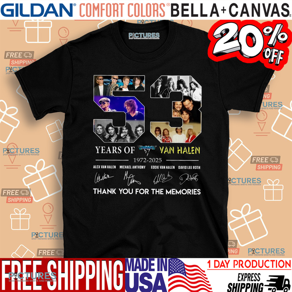 53 Years Of Van Halen 1972 2025 Thank You For The Memories Signatures Shirt
