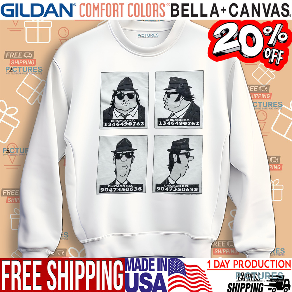 Blues brothers mugshot style movie shirt