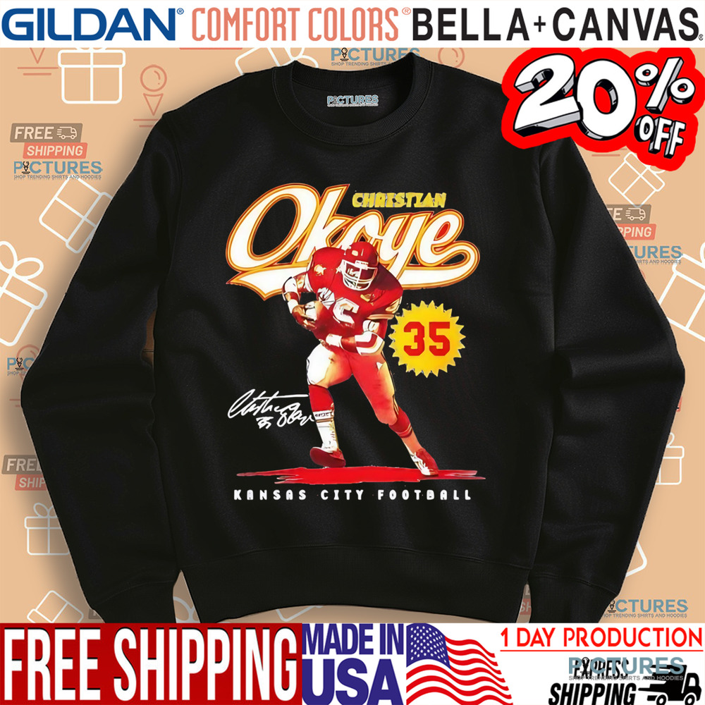 Christian Okoye Kansas City Chiefs signature cartoon shirt