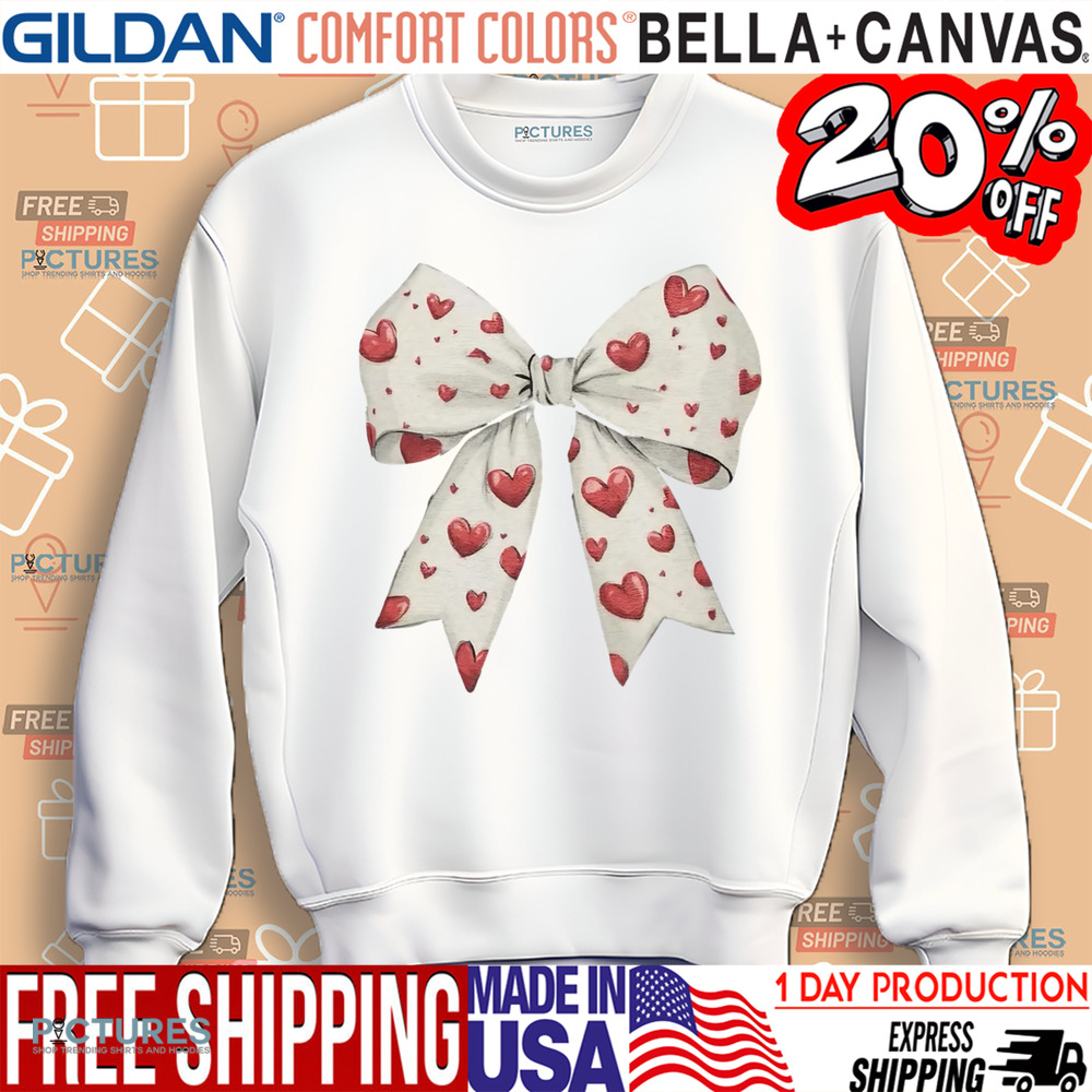Coquette Valentine's Day Heart Bow Shirt