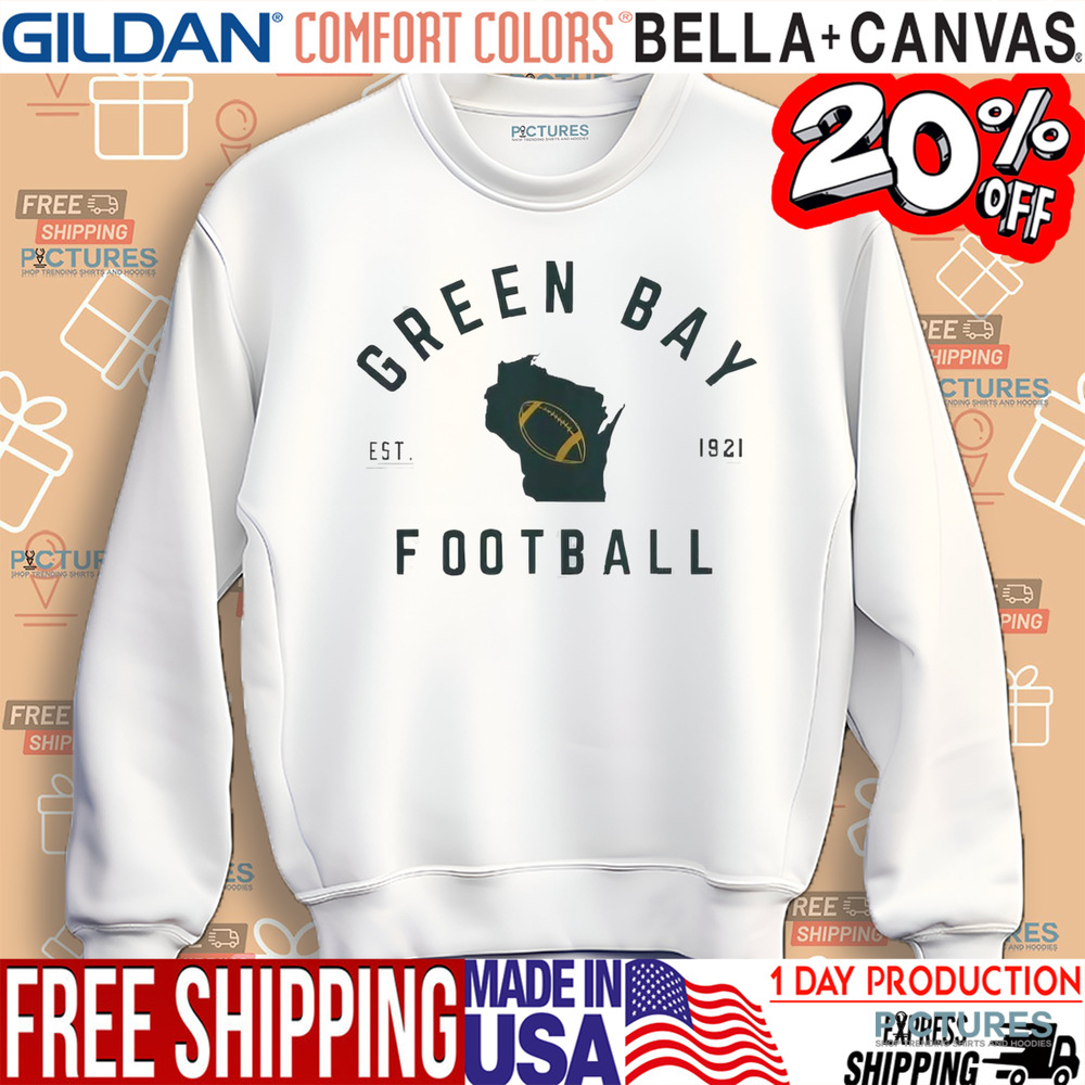 Green Bay Est 1921 Wisconsin Football Map Shirt