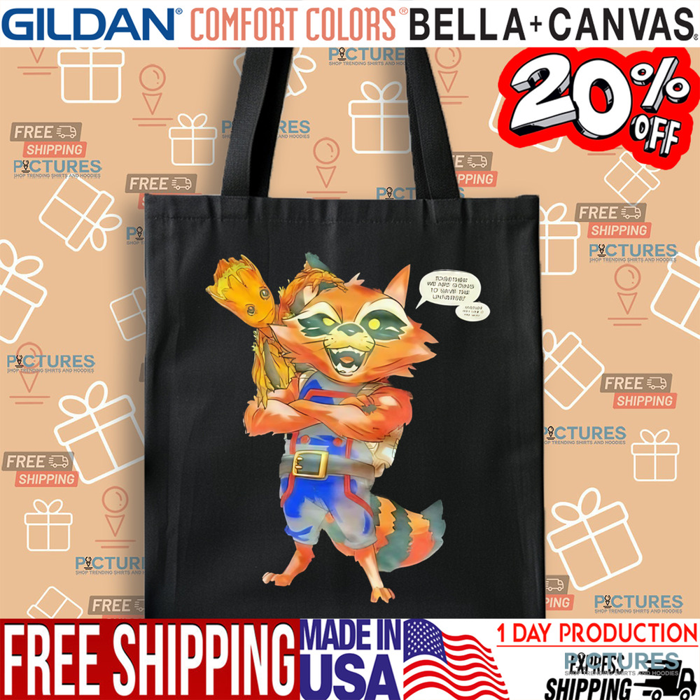 Groot and Raccoon together we are going to save the universe comic shirt