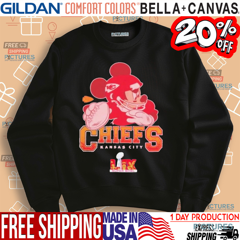Kansas City Chiefs Junk Food Disney Mickey Qb Super Bowl Lix Shirt